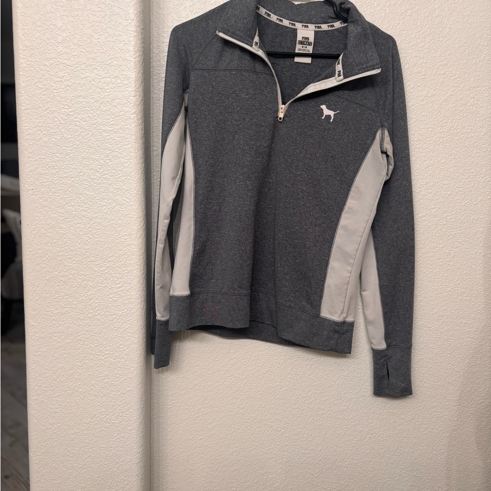 PINK Victoria's Secret Gray and White Varsity Jacket